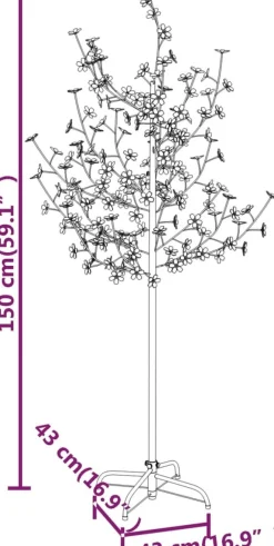 The Living Store Led-Boom - Kersenbloesem Look - 43 X 43 X 120 Leds - 8 Lichteffecten - Verstelbare Takken - Stabiele Basis - Warmwit Licht - Kan Buiten Gebruikt Worden - Inclusief Usb 150 Cm Discount