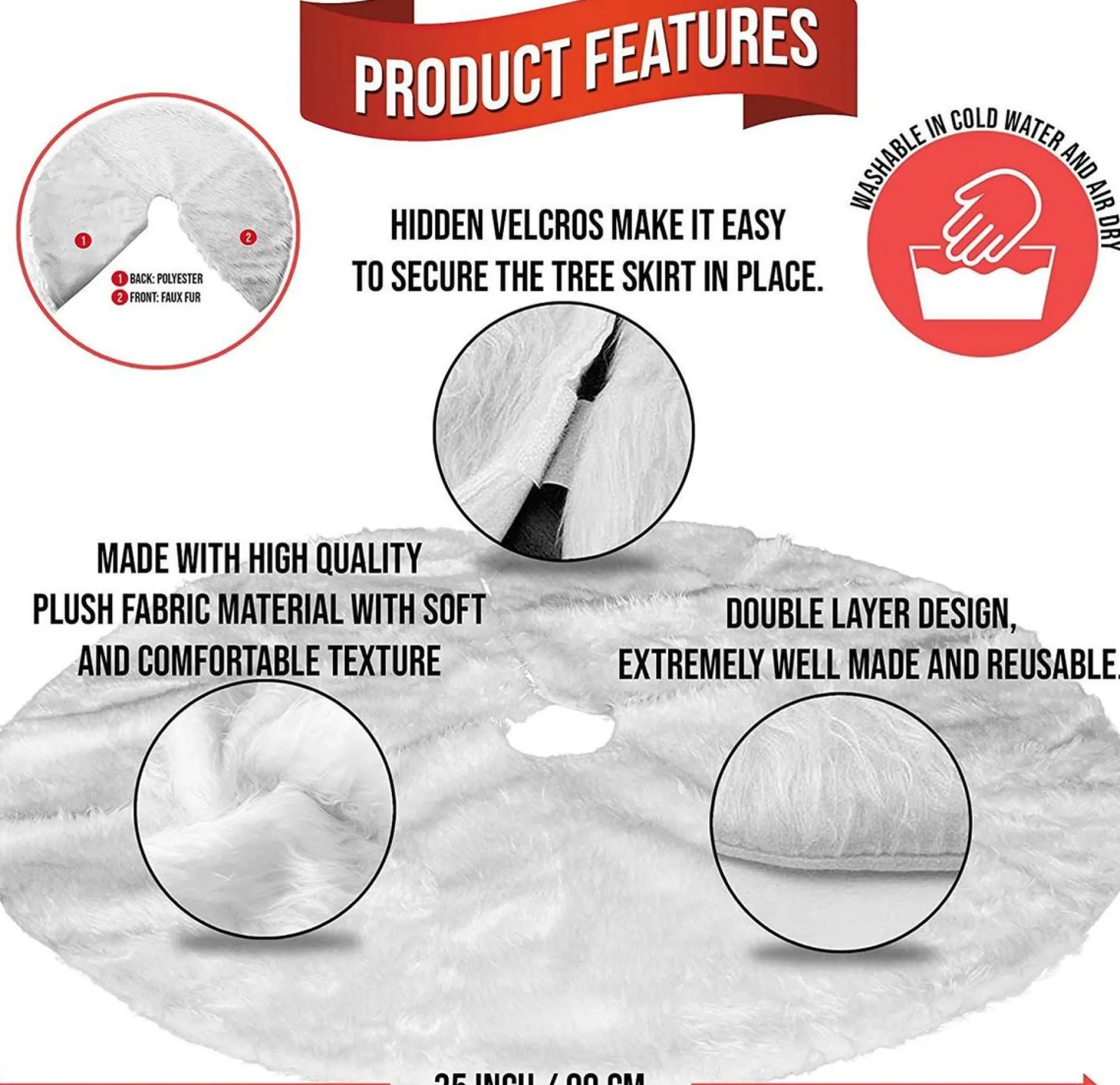 The Twiddlers Ronde Witte Pluche Kerstboomrok - Kerstaccessoire Sneeuweffect - Perfecte Feestdecoratie Voor Uw Kerstboom - 90 Cm Diameter - Past Bij Elke Boom. Best