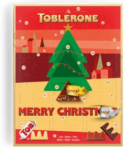 Toblerone Adventskalender - Adventkalender 2022 - 24 Overheerlijke Chocolaatjes - Verschillende Smaken Chocolade - Het Perfecte Kerstcadeau - "Fijne Feestdagen" Flash Sale