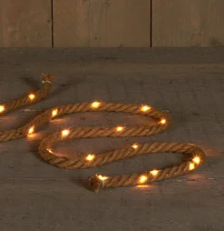 Anna's Collection Touwverlichting Jute Met 80 Lampjes Warm Wit 600 Cm Met Timer - Kerstverlichting Lichtsnoeren Kerstversiering Hot