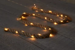 Anna's Collection Touwverlichting Jute Op Batterijen Met 40 Lampjes Warm Wit 150 Cm Met Timer - Kerstverlichting Lichtsnoeren Kerstversiering Fashion