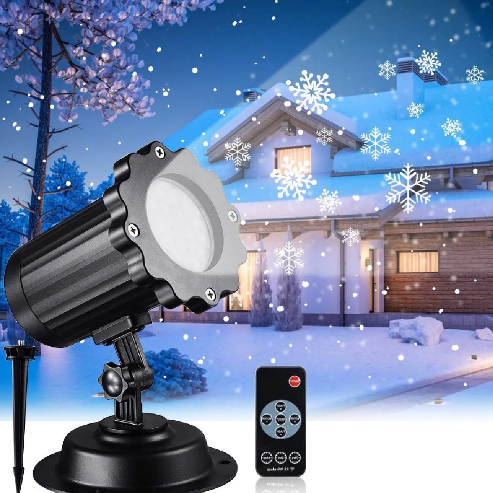 Trend24 - Kerst Projector Met Figuren - Kerstlasers - Led Laser Projector Met Sneeuwvlokken - Kerstprojector - Sneeuw Projector - Kerstverlichting Voor Binnen En Buiten - Inclusief Afstandsbediening Flash Sale