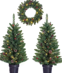 Black Box Tweedekans Kerst Voordeur Set Kerstbomen En Kerstkrans Set Met Licht En Versiering Best