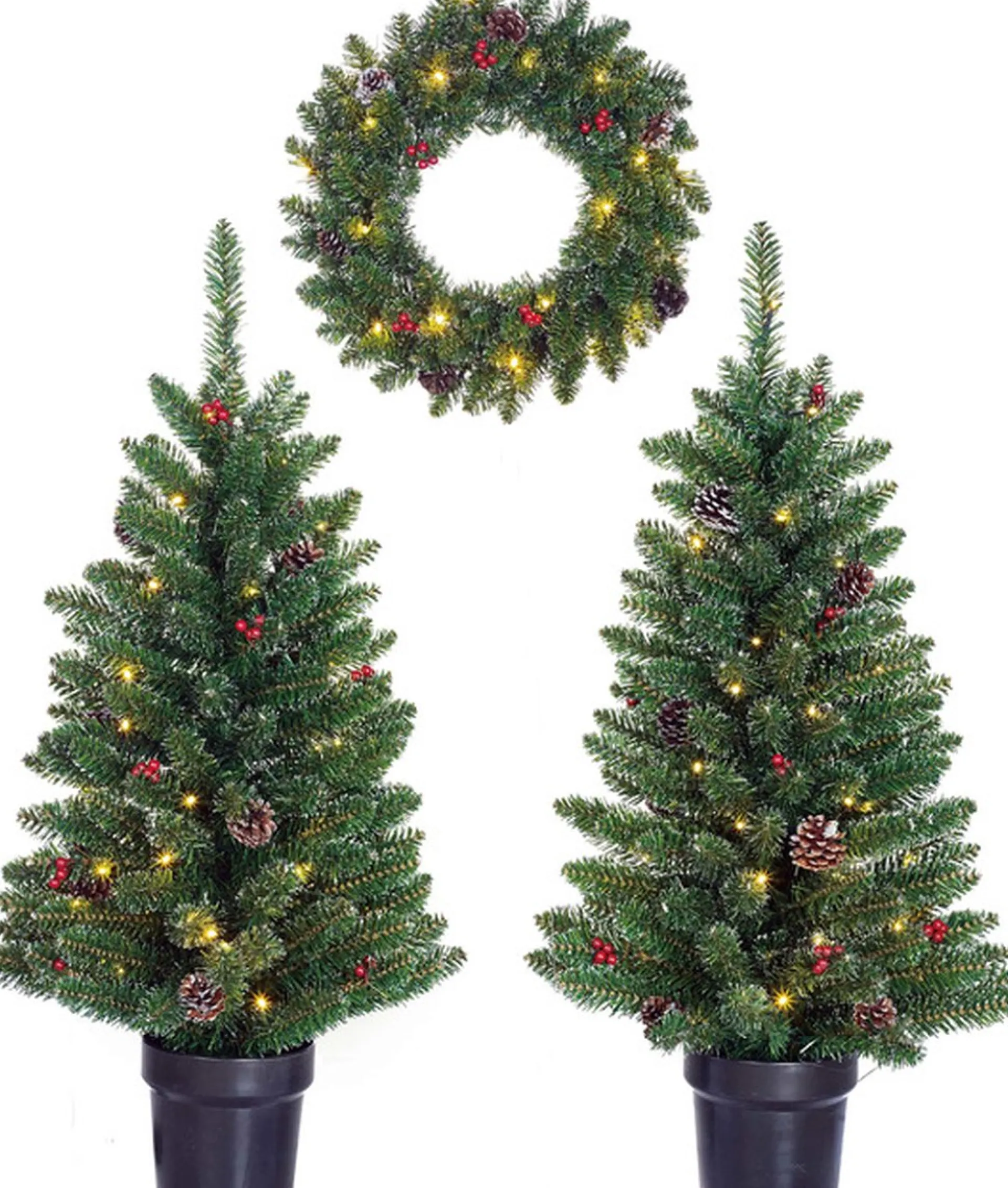 Black Box Tweedekans Kerst Voordeur Set Kerstbomen En Kerstkrans Set Met Licht En Versiering Best