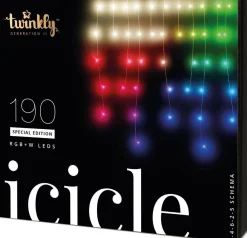 Twinkly Icicle Lichtgordijn - Binnen/Buiten - Rgbw - 190 Led-Lichtketting - Decoratie - App-Gestuurde - Zwart Fashion