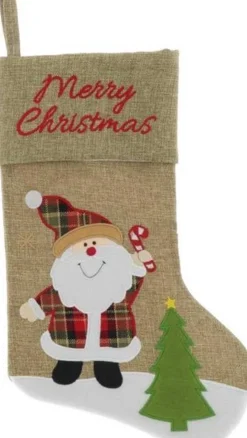 Unique Living Kerstsokken> | Stocking Riff 46 Cm Santa