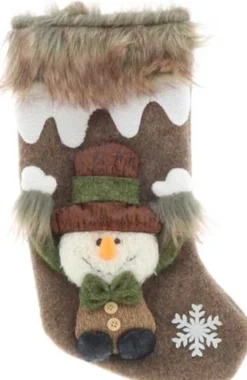 Unique Living Kerstsokken> | Stocking Vidar 17X34Cm Brown Snowman