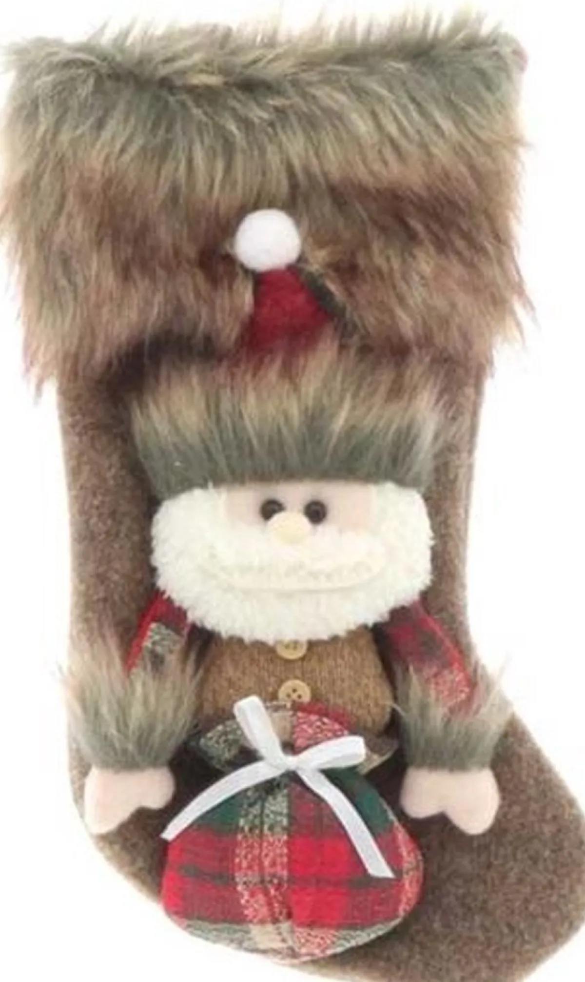 Unique Living Kerstsokken> | Stocking Vidar 17X34Cm Brown Santa