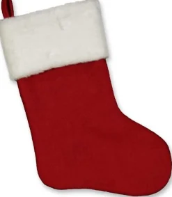 Unique Living Kerstsokken> | White Christmas Sock Red