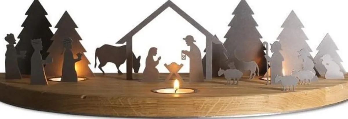 Unoferrum Kerststallen>-Silhouette-Kerstgroep-Edelstaal-Eiken