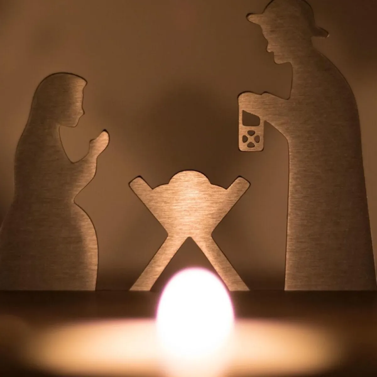 Unoferrum Kerststallen>-Silhouette-Kerstgroep-Edelstaal-Eiken