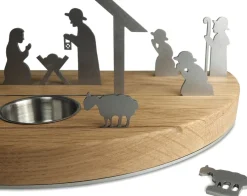 Unoferrum Kerststallen>-Silhouette-Kerstgroep-Medium-Edelstaal-Eikenhout