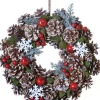 USTT® Kerstkransen> Krans Dennenappel Sneeuwvlok 30Cm | Kerstkrans | Deurkrans | Winterkrans | Krans Voor Deur | Krans Hanger | Kerstdecoratie | Winterdecoratie