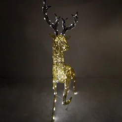 MonsterShop Verlicht Kerstfiguur: Rendier - Goud - 200 Lichtjes - Stroomkabel Van 12 Meter - Kerstverlichting - Kerstfiguur Ree Dier Dieren - Buitenverlichting Kerst Best Sale