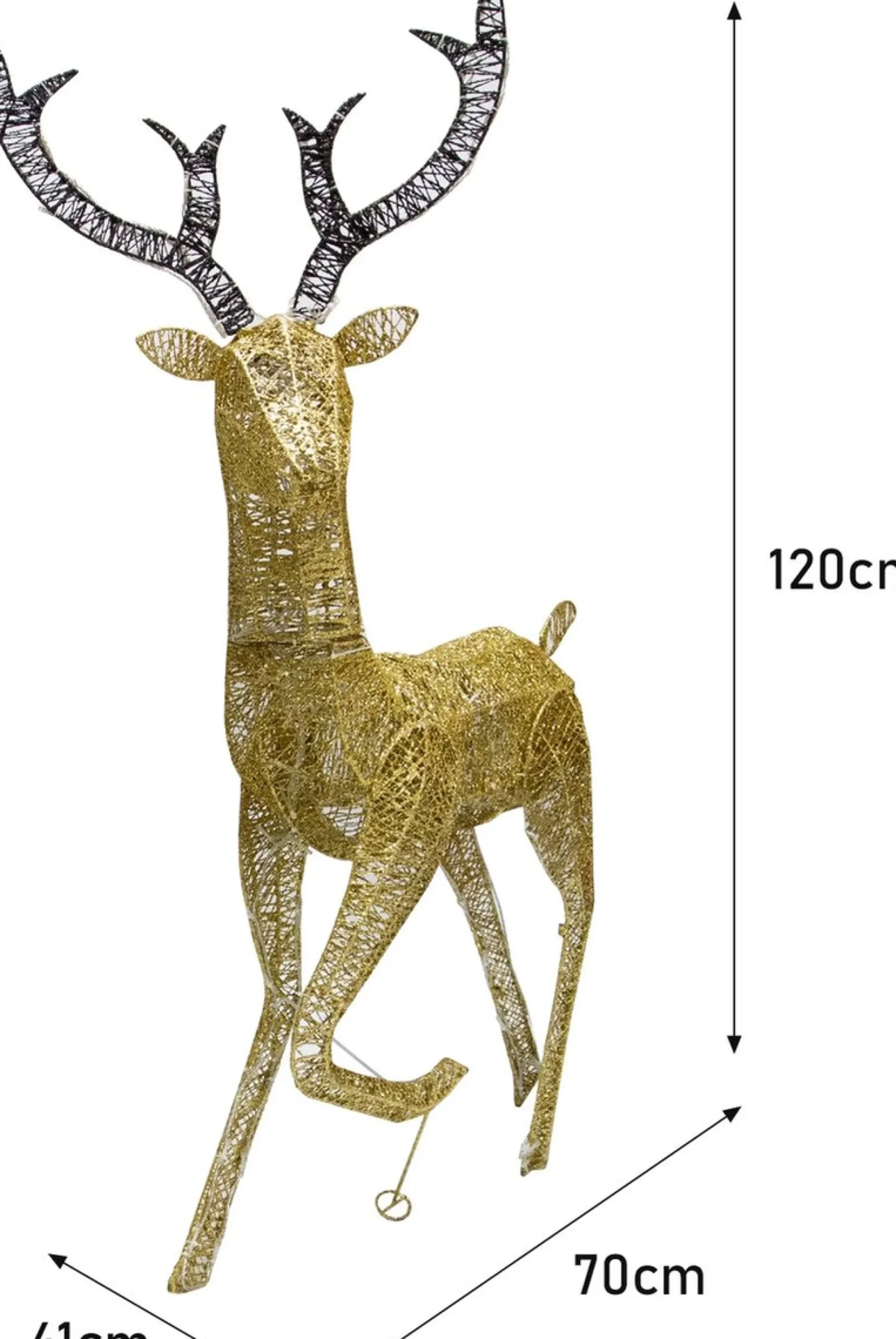 MonsterShop Verlicht Kerstfiguur: Rendier - Goud - 200 Lichtjes - Stroomkabel Van 12 Meter - Kerstverlichting - Kerstfiguur Ree Dier Dieren - Buitenverlichting Kerst Best Sale