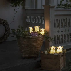 Konst Smide Verlicht Kerstfiguur Voor Buiten - 5 Roze Varkentjes - 12 Cm Hoog New