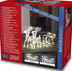 Konst Smide Verlicht Kerstfiguur Voor Buiten - Rendier En Slee - 96 Leds - Warm Wit - 42 Cm Hoog - Kerstverlichting Sale