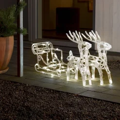 Konst Smide Verlicht Kerstfiguur Voor Buiten - Rendier En Slee - 96 Leds - Warm Wit - 42 Cm Hoog - Kerstverlichting Sale