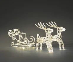 Konst Smide Verlicht Kerstfiguur Voor Buiten - Rendier En Slee - 96 Leds - Warm Wit - 42 Cm Hoog - Kerstverlichting Sale