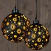 Anna's Collection Verlichte Kerstballen - Set 2X St - Zwart Kosmos - D12 En D15 Cm - Warm Wit Hot