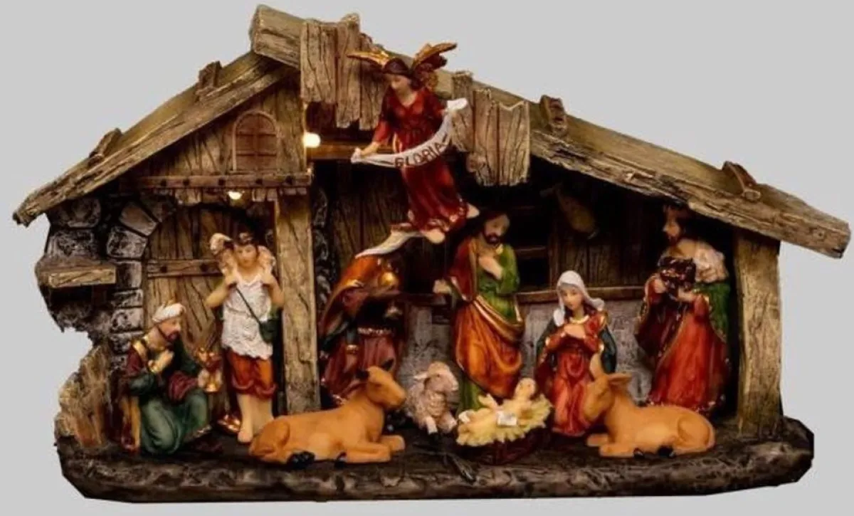 Feeric lights u0026 Christmas Kerststallen>Verlichte Kerststal Met Beelden - L17,8 X B8,5 X H31,5 Cm - Op Batterij