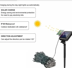 Merkloos Viatel Solar Lichtslang Led - Lichtsnoer Voor Buiten Met 240 Lichts - 24 Meter - Buiten Verlichting - Tuin Verlichting - Ip65 - 3000 K Warm Blue Light - Schemer Sensor Flash Sale