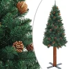 VidaLife Kerstboom Met Led's En Hout En Dennenappels Smal 180 Cm Groen Outlet