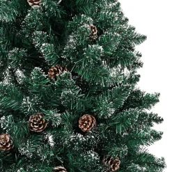 VidaLife Kerstboom Met Led's En Hout En Witte Sneeuw Smal 180 Cm Groen Best