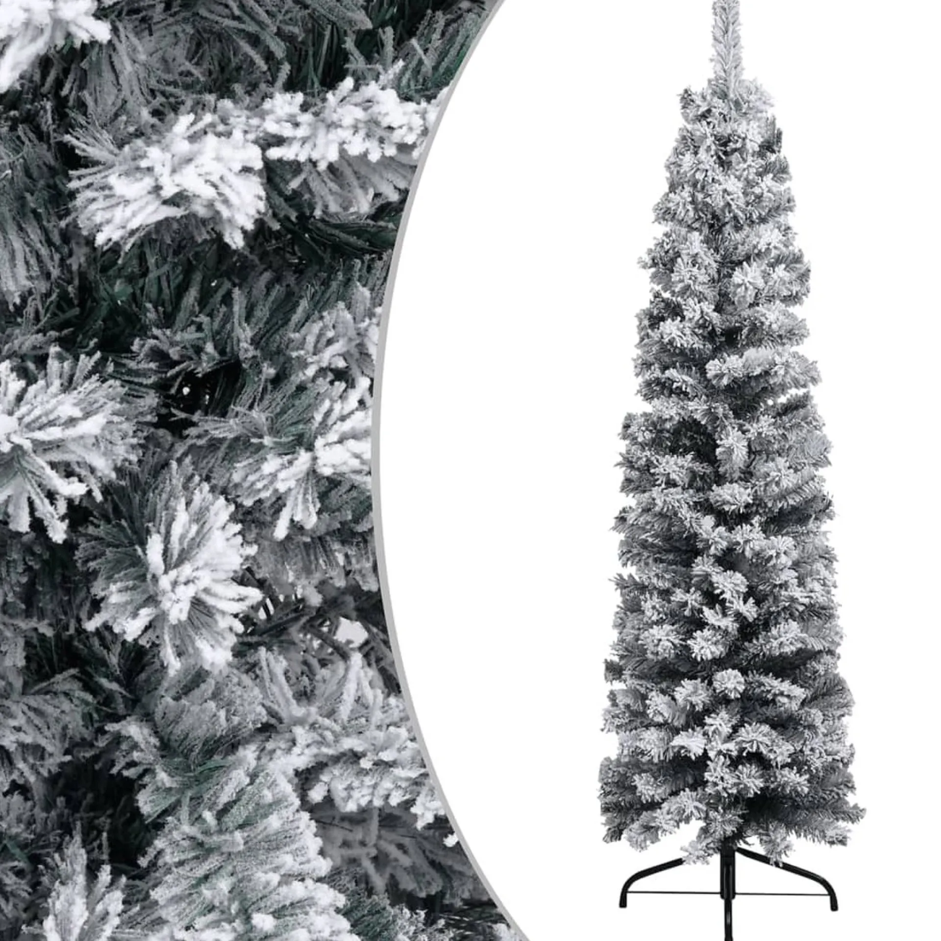 VidaLife Kerstboom Met Led's En Sneeuwvlokken Smal 240 Cm Pvc Groen Flash Sale