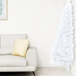 VidaLife Kunstkerstboom Met Led's En Kerstballen Half 150 Cm Wit Flash Sale