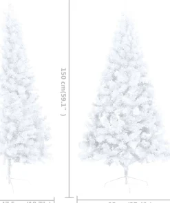 VidaLife Kunstkerstboom Met Led's En Kerstballen Half 150 Cm Wit Flash Sale