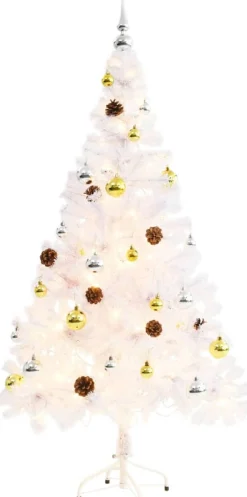 VidaLife Kunstkerstboom Met Kerstballen En Led's 150 Cm Wit New