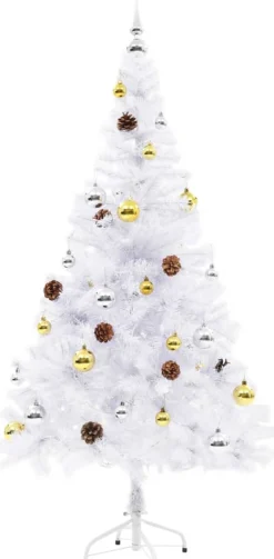 VidaLife Kunstkerstboom Met Kerstballen En Led's 150 Cm Wit New