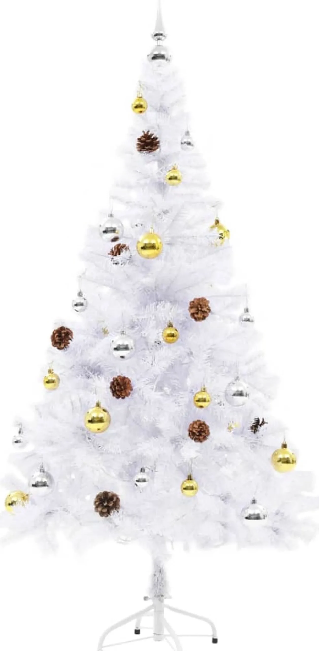 VidaLife Kunstkerstboom Met Kerstballen En Led's 150 Cm Wit New