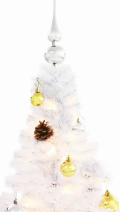 VidaLife Kunstkerstboom Met Kerstballen En Led's 150 Cm Wit New