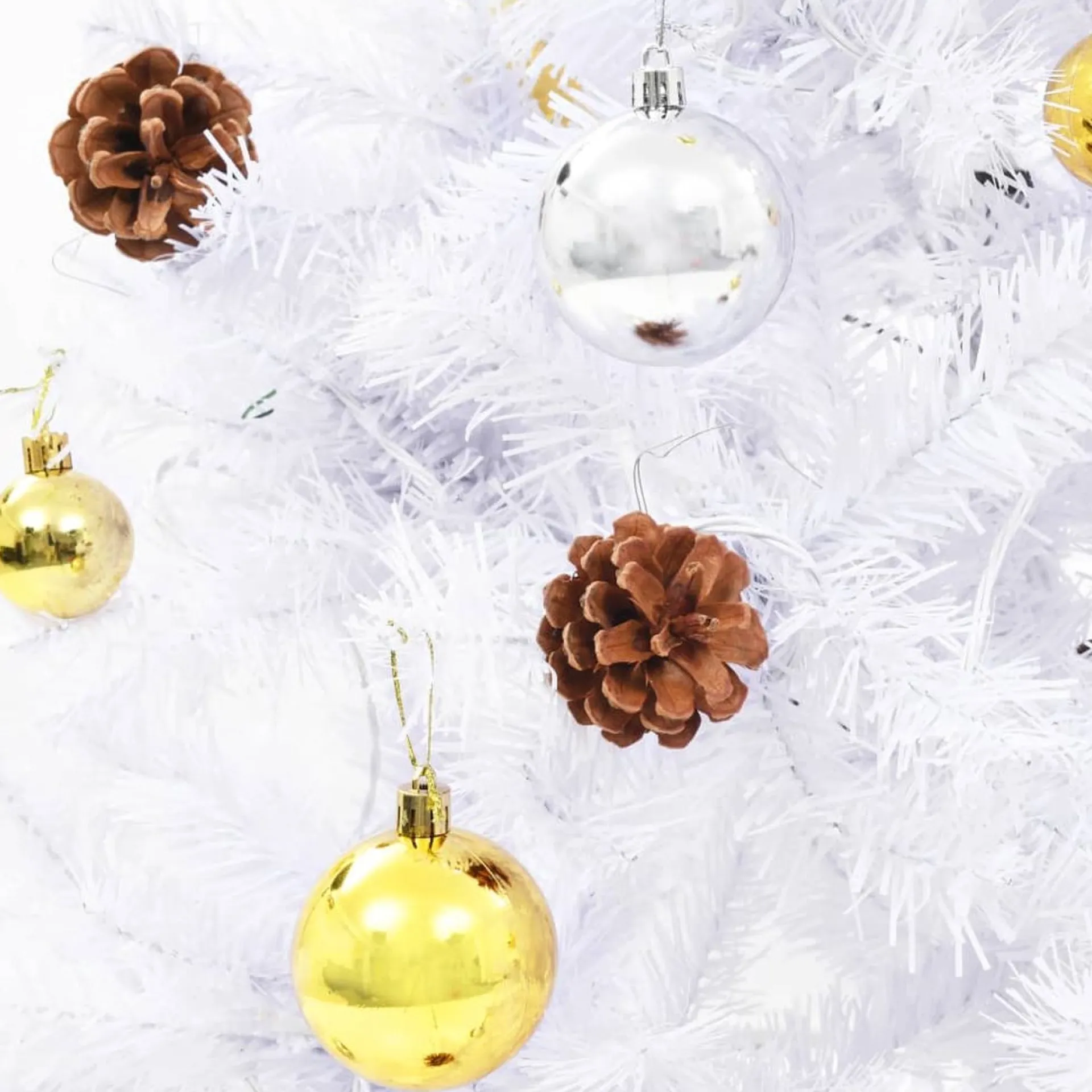 VidaLife Kunstkerstboom Met Kerstballen En Led's 150 Cm Wit New