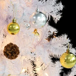 VidaLife Kunstkerstboom Met Kerstballen En Led's 150 Cm Wit New