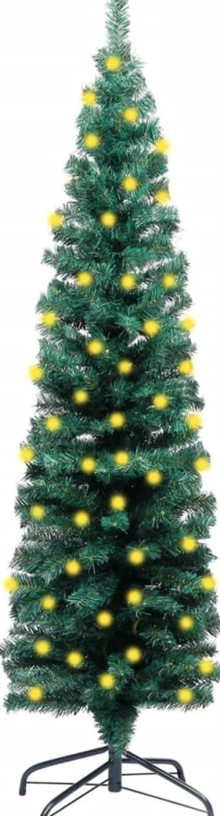 VidaLife Kunstkerstboom Met Led's En Standaard Smal 150 Cm Pvc Groen Cheap
