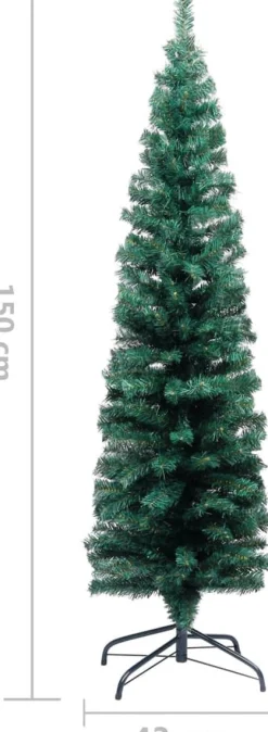VidaLife Kunstkerstboom Met Led's En Standaard Smal 150 Cm Pvc Groen Cheap