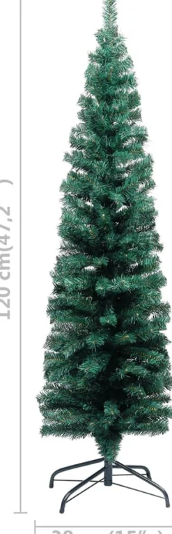 VidaLife Kunstkerstboom Met Led's En Kerstballen Smal 120 Cm Groen Clearance