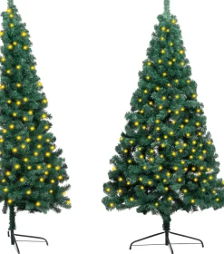 VidaLife Kunstkerstboom Met Led's En Standaard Half 210 Cm Pvc Groen Clearance