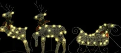 vidaXL Buitenkerstversiering Rendieren En Slee 60 Led's Goudkleurig Best Sale