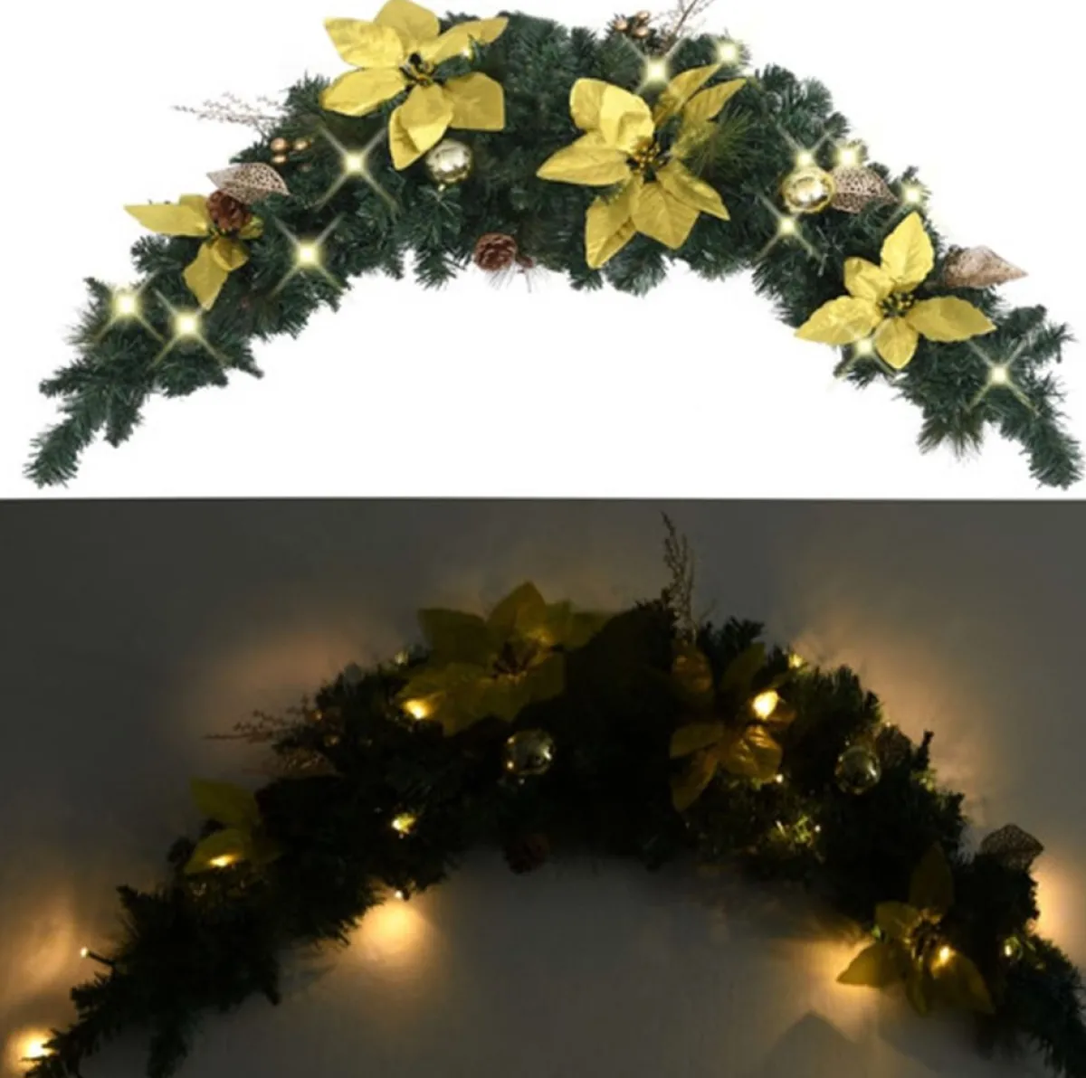 vidaXL Guirlandes> Kerstboog Met Led-Lampjes 90 Cm Pvc Groen