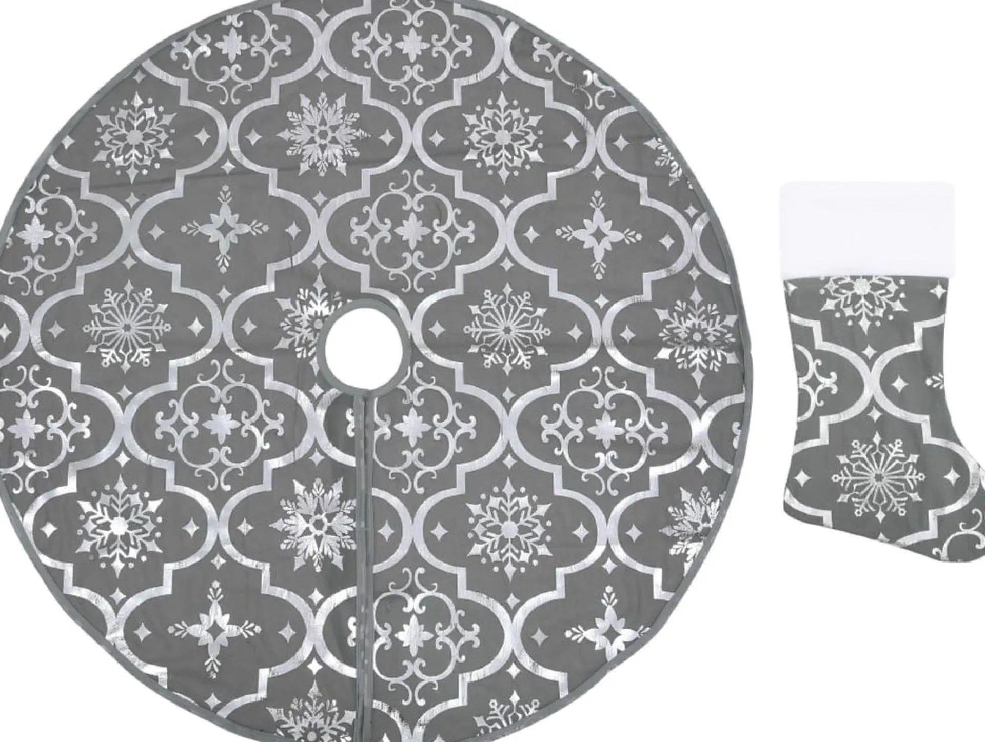 vidaXL Kerstboomrok Luxe Met Sok 122 Cm Stof Grijs Discount