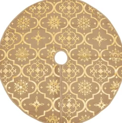 vidaXL Kerstboomrok Luxe Met Sok 150 Cm Stof Geel Outlet