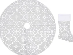 vidaXL Kerstboomrok Luxe Met Sok 90 Cm Stof Wit Shop
