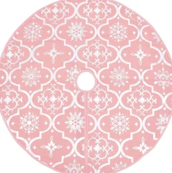 vidaXL Kerstboomrok Luxe Met Sok 150 Cm Stof Roze Cheap