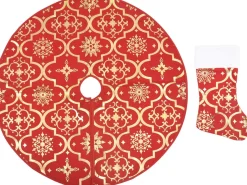 vidaXL Kerstboomrok Luxe Met Sok 122 Cm Stof Rood Fashion