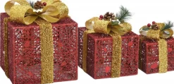 vidaXL Kerstdecoratie Geschenkdozen 3 St Binnen/Buiten Rood New