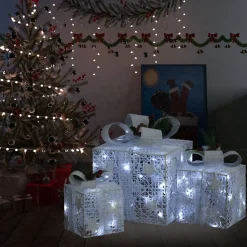 vidaXL Kerstdecoratie Geschenkdozen 3 St Binnen/Buiten Wit Sale